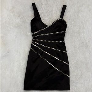 Bebe Black Mini Dress with Silver Details
